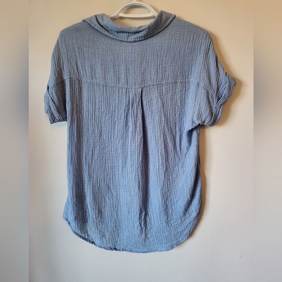 CORE LIFE Blue Seersucker Cotton top - Picture 4 of 5